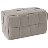 Taburet dreptunghiular tapitat din material reiat, gri deschis, 60x32x32 cm