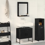 VidaXL Set de dulapuri pentru baie 2 piese Negru Stejar din lemn tehnologic