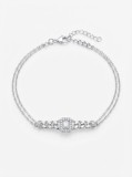 Cumpara ieftin Bratara Dubla din Argint 925 cu Zirconiu Emerald-Cut si Detalii Cuban Link