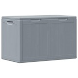 Cumpara ieftin Cutie de depozitare pentru gradina, gri, 180L, aspect de lemn din PP