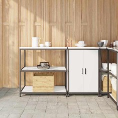 vidaXL Set de depozitare pentru bucătărie 2 pcs Alb 150 x 50 x 92 cm