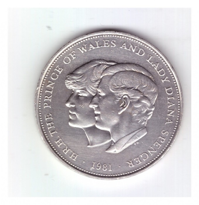 Moneda Marea Britanie 25 new pence 1981 Nunta regala, stare foarte buna