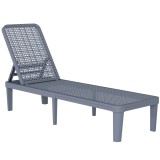 Outsunny Șezlong reclinabil de grădină exterior cu spătar reglabil &icirc;n 4 poziții și cadru din PP 191x55x35,5 cm Gri &icirc;nchis | Aosom Romania