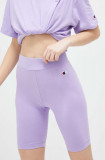 Cumpara ieftin Champion pantaloni scurti femei, culoarea violet, neted, medium waist