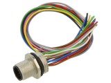Conector M12 tată drept, 12 pini, 1A, 30V, IP68
