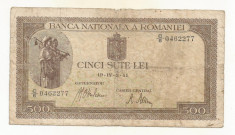 ROMANIA 500 LEI 1941 [23] filigran vertical foto