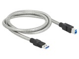 Cablu USB A la USB B 1m Argintiu 5Gbps 24AWG/28AWG DELOCK 86778