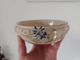 Bol ceramic vintage, lucrat manual, 13cm diametru