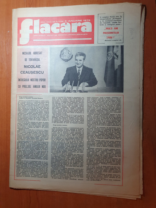 flacara 5 ianuarie 1978-mesajul de anul nou a lui ceausescu,art.despre cascadori