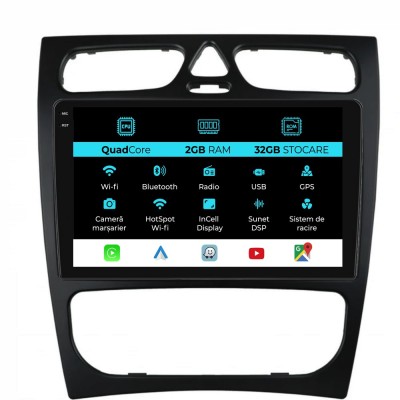 Navigatie Dedicata Mercedes C-Class W203 CLK W209 (2000 - 2005), 9Inch, 2Gb Ram, 32Gb Stocare, Carplay foto
