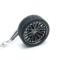 Breloc metalic anticoroziv, model roata auto tunning cu janta si disc de frana, 10 x 3.5 x 2 cm, Negru