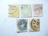 Serie mica Austria 1863 Stema, val :2, 3, 5 ,10 ,15 kr stampilate