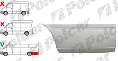 Segment reparatie aripa spate MERCEDES SPRINTER, 01.1995-2006, VW LT II 05.1996-12.2005, partea dreapta, lateral panel: L=2900 mm; in spatele rotii; foto