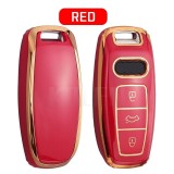 Husa Cheie Compatibila cu Audi Q8 A8 SmartKey TPU+PC Rosu Cu Contur Gold