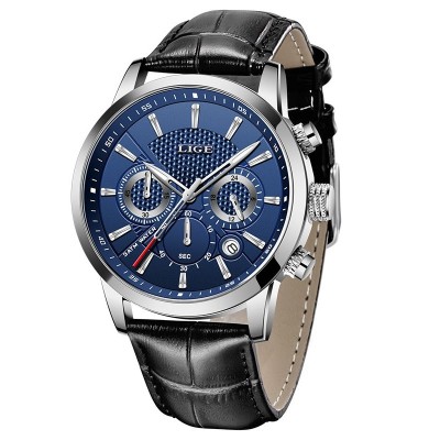 Ceas barbati Lige Elegant Quartz Piele Data foto