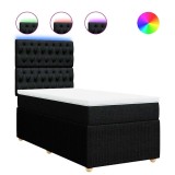 Cumpara ieftin Pat box spring cu saltea, negru, 80x200 cm, textil