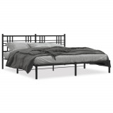 Cadru de pat metalic cu tablie, negru, 180x200 cm GartenMobel Dekor, vidaXL