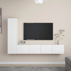 vidaXL Set dulapuri TV, 4 piese, alb, lemn prelucrat 3078674