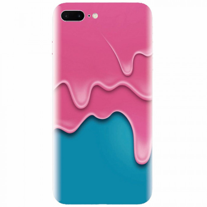 Husa silicon pentru Apple Iphone 7 Plus, Pink Liquid Dripping