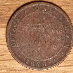 Ceylon / Sri Lanka - moneda de colectie - 1 cent 1870 - Victoria