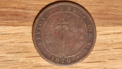 Ceylon / Sri Lanka - moneda de colectie - 1 cent 1870 - Victoria foto