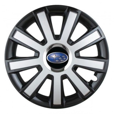 Set 4 capace roti Silver/black cu inel cromat R14 Compatibil Cu Subaru foto