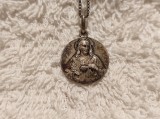 Argint MEDALION ISUS HRISTOS 1900 FRANTA de colectie UNIC superb pe Lant argint