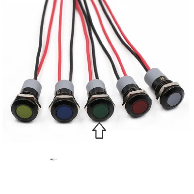 Indicator LED luminos, cap plat, IP67, Verde, 24V, 12mm foto