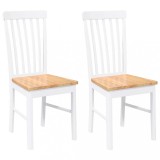 Cumpara ieftin Scaune de sufragerie 2 buc Cauciuc din lemn masiv alb