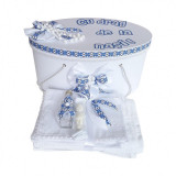 Set cutie trusou personalizata si trusou botez, decor traditional, albastru,