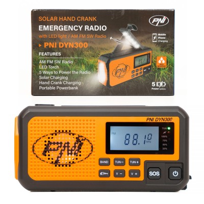Aproape nou: Radio portabil PNI DYN300 cu dinam, incarcare solara, lanterna, powerb foto