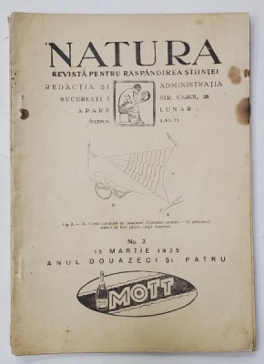 NATURA , REVISTA PENTRU RASPANDIREA STIINTELOR , Nr. 3 , 1935 foto