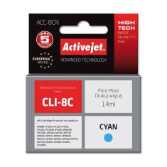 Cartus compatibil CLI-8C Cyan pentru Canon, 14 ml, Premium Activejet, Garantie 5 ani