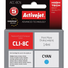 Cartus compatibil CLI-8C Cyan pentru Canon, 14 ml, Premium Activejet, Garantie 5 ani