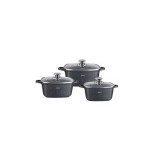Set de 3 vase termorezistente pentru cuptor, strat antiaderent, cu capac, 2.8 L, 4.4 L, 6.5 L, Kinghoff