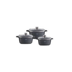 Set de 3 vase termorezistente pentru cuptor, strat antiaderent, cu capac, 2.8 L, 4.4 L, 6.5 L, Kinghoff