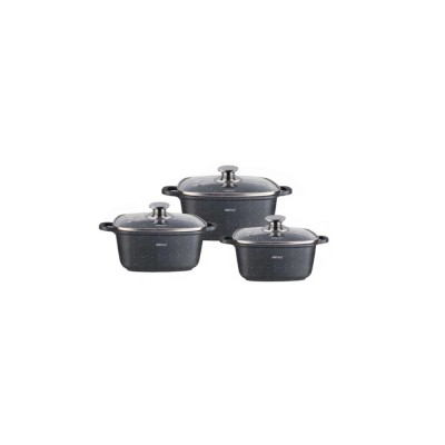 Set de 3 vase termorezistente pentru cuptor, strat antiaderent, cu capac, 2.8 L, 4.4 L, 6.5 L, Kinghoff foto