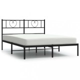 Cumpara ieftin Cadru de pat metalic cu tablie, negru, 160x200 cm