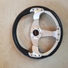 Volan Sport Universal Gri MOMO, Diametru 36cm, Compatibil cu Butuc 6 Suruburi, Tuning Auto Interior