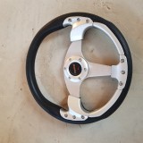 Volan Sport Universal Gri MOMO, Diametru 36cm, Compatibil cu Butuc 6 Suruburi, Tuning Auto Interior