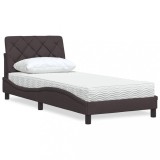 Cumpara ieftin Pat cu saltea, maro &icirc;nchis, 80x200 cm, material textil
