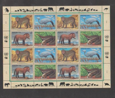 ONU , UNO VIENA , WIEN - 1997 - FAUNA , ANIMALE , BLOC COLITA NESTAMPILAT foto