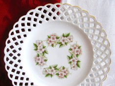 FARFURIE PORTELAN PERFORAT PORFIN CLUJ DECOR FLORI DE MAR 24.5 CM