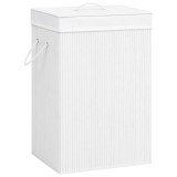 Cumpara ieftin Cos de rufe din bambus cu 2 sectiuni, alb, 72 L