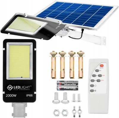 Lampa solara, putere 2000 W, 1200 LED-uri, suport pentru perete, stalp, complet rezistenta la fenomene meteo (protectie IP66), telecomanda inclusa, ne foto