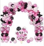 Set arcada baloane decorative Minnie Mouse din 175 piese, aranjament pentru petrecere, calitate latex Extra, Negru si Roz, ANTADESIM