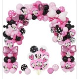Set arcada baloane decorative Minnie Mouse din 175 piese, aranjament pentru petrecere, calitate latex Extra, Negru si Roz