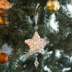 Ornament pentru bradul de Crăciun - stea- irizat, acrilic - cu agățătoare - 2