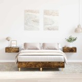 VidaXL Cadru pat fără saltea Stejar afumat 135x190 cm Lemn prelucrat