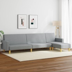 vidaXL Set de canapele, 2 piese, gri deschis, material textil foto